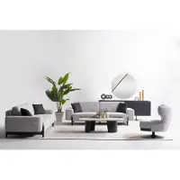 Xl Moebel Gmbh Grau Holz- und Metallsofa-Set mit Couchtisch für modernes Wohnzimmer