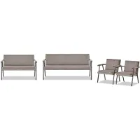AEA Arbeitszimmer Sitzmöbel Grauer Dreisitzer 2-Sitzer 2x Textil Sessel 4tlg
