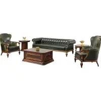 AEA Chesterfield Sofa Couch Garnitur 3+1+1 Büroeinrichtung Tisch Couchtisch 6tlg.