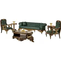 AEA Chesterfield Sofa Art déco Couchtisch Beistelltisch Lux Loungesofa 6tlg. Set