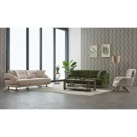 AEA Komplette Couchgarnitur Polstersofa Dreisitzer Sessel Grün Stoffsofa