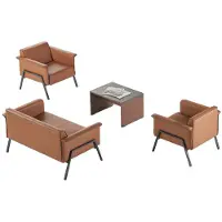 Xl Moebel Gmbh Braune Büro Einrichtung Designer Leder Sessel Luxuriöser 2-Sitzer Tisch
