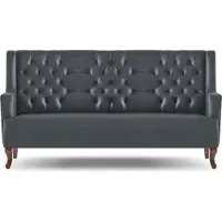 AEA Chesterfield Sofa Schwarz Couch Klassisch Dreisitzig Ledersofa Holz Weich