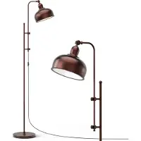 Costway Lampadaire à hauteur réglable 133cm-166cm, tête de lampe & cadre métallique, lampe de lecture rustique, Lampadaire industriel