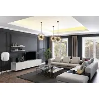 AEA Wohnlandschaft Ecksofa L-Form tv Ständer 3x Couchtisch Couch Polster Möbel