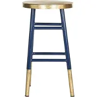 Safavieh Tabouret de bar Pallas, en métal laqué, couleur marine/doré, dimensions : 34 x 34 x 60,96 cm