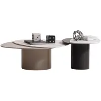 Xl Moebel Gmbh Luxuriöser Couchtisch-Set Designer Marmorplatte 2x Beistelltische