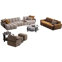 AEA Modernes Sofa-Set Stilvoller 3-Sitzer Polsterhocker Beistelltische