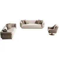 AEA Elegante Wohnzimmer Couchgarnitur Beiger 4-Sitzer 3-er Textilsessel