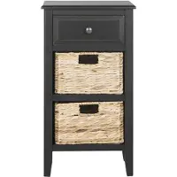 Safavieh Armoire contemporaine en bois avec 2 tiroirs, finition vieillie et noire, dimensions : 30