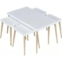 AEA Weißer moderner Couchtisch mit Beistelltischen aus Holz