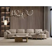 AEA Ecksofa Beige Holz/Textil modern stilvoll