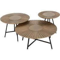 AEA Eleganter Brauner Holz-Couchtisch mit Beistelltischen im modernen Stil