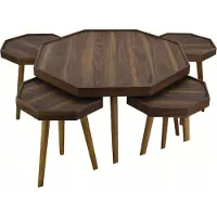 AEA Eleganter brauner Holztischset mit Couchtisch und Beistelltischen