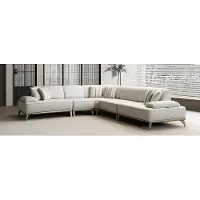 AEA Elegante L-Form Couch Beiges Wohnzimmer Polstersofa Edles Ecksofa