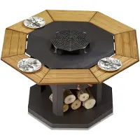 AEA Schwarzer Holz-Grilltisch im eleganten Design für den Außenbereich