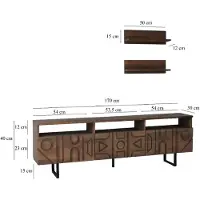 Skye Decor , Aristo - Walnut, Élément TV, Noyer, 100 % PEUPLIER MASSIF, 170 x 30 x 40 cm