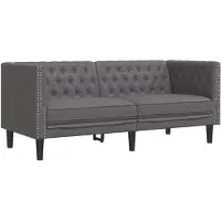 vidaXL Ensemble de canapé Chesterfield 3 pièces Gris Similicuir