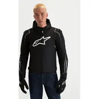 Alpinestars Veste textile imperméable Zaca V2 pour moto, noire et blanche, taille 2XL