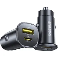Baseus GoTrip USB-C / USB-A 30W Autoladegerät - Schwarz, Adaptateur pour véhicule, Noir