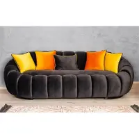 AEA Grand ovale trois places Canapé noir de luxe Canapé rembourré Meubles moelleux