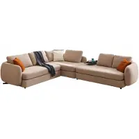 AEA Beiges L-Form Polstersofa Wohnzimmercouch Designer Sofa Metallfüße