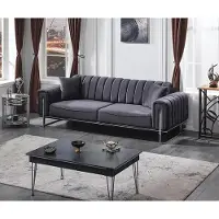 AEA Luxe gris canapé trois places salon Chesterfield siège rembourré
