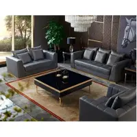AEA Luxus Möbel Sofagarnitur Couch Sofa Polster 3 2 1 Sitzer mit Couchtisch Holz