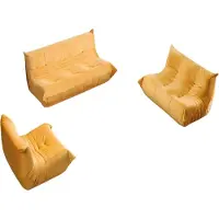 AEA Oranges Wohnzimmer Sofa-Set Luxuriöser 3-Sitzer 2-er Stoffsessel