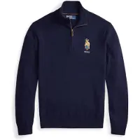 Ralph Lauren pour homme. 710B26798001 Pull en laine avec fermeture éclair courte marine (M), Casuel