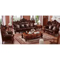 AEA Wohnzimmer Set 4tlg Braun Sofagarnitur 4+2+1 Sitzer Design Couchtisch