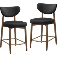 Vasagle , ensemble de 2 tabourets de bar, avec dossier, pieds en bois massif, revêtus en similicuir PU