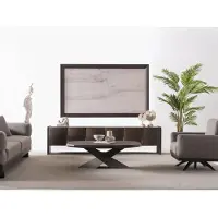 Xl Moebel Gmbh Elegantes braunes Holz TV-Lowboard mit passendem TV-Rahmen in modernem