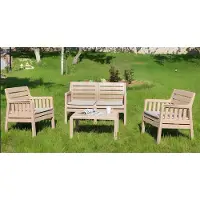 AEA Gartenmöbel-Set beige 2-Sitzer-Sofa zwei Sessel Couchtisch 4 Teile