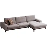 AEA Elegantes Beiges Ecksofa Designer L-Form Sofa Polstercouch Holzfüße
