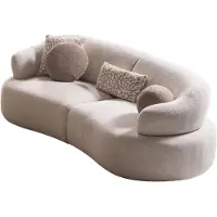 AEA Moderne Beige Wohnzimmer Couch Luxuriöser 3-Sitzer Polstercouch