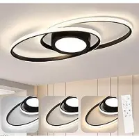 ZMH Plafonnier LED Noir Dimmable avec télécommande pour chambre à coucher Chambre d'enfants Cuisine Couloir Balcon Salon 48W CRI>80 Protection des yeux, Ovale