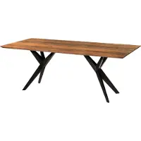 MASSIVMOEBEL24.DE MASSIVMOEBEL24 | Table à manger en bois d'acacia 200x100x76 naturel laqué / Epoxy noir, pieds en étoile anthracite brillant EPOXY