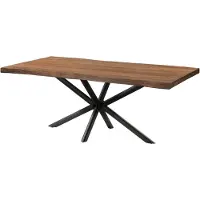 MASSIVMOEBEL24.DE MASSIVMOEBEL24 | Table à Manger en bois de Sheesham 260x100x76 gris teinté / pied cenral anthracite matte FREEFORM 5