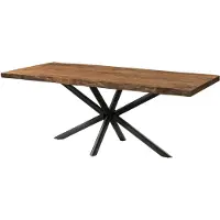 MASSIVMOEBEL24.DE MASSIVMOEBEL24 | Table à Manger en bois de Sheesham 180x90x76 naturel teinté / pied cenral anthracite matte FREEFORM 5