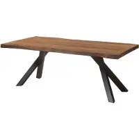 MASSIVMOEBEL24.DE MASSIVMOEBEL24 | Table à Manger en bois de Sheesham 220x100x76 gris teinté / pieds en A anthracite matte FREEFORM 5
