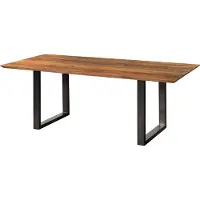 MASSIVMOEBEL24.DE MASSIVMOEBEL24 | Table à manger en bois d'acacia 160x90x76 naturel laqué / Epoxy noir, pieds en U anthracite brillant EPOXY