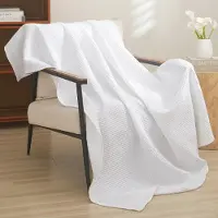 Merkloos Couverture de lit 50x60 pouces, 100% coton, blanche, pour chambre à coucher