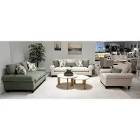 AEA Grün-beiges Sofa set 3-Sitzer Sofa 2-Sitzer Sofa Sessel textil modern