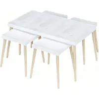 AEA Eleganter weißer Holz Couchtisch mit Beistelltischen im modernen Stil