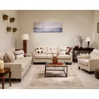 AEA Beiges Sofa set 3-Sitzer Sofa Sessel Wohnzimmer textil Polstermöbel