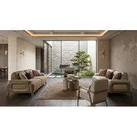 AEA Modernes Wohnzimmer Set 2 Sofas 2 Sessel Beige Braun Luxus