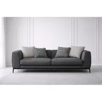 AEA Dunkelgrauer 3-Sitzer Wohnzimmer Polstercouch Edles Textilsofa