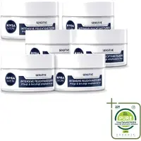 Nivea 6 x Crème pour le visage intensive pour peaux sensibles Men - 50 ml - Lot de 6 pièces
