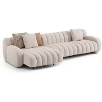 AEA Elegantes beige L-Form Ecksofa aus Textil und Holz